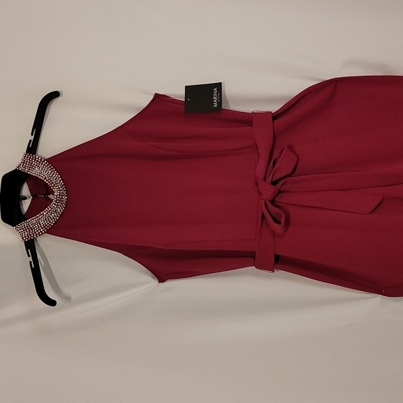 MARINA Halter Jewel Neck  Fuschia Color Jumpsuit - Picture 4 of 16